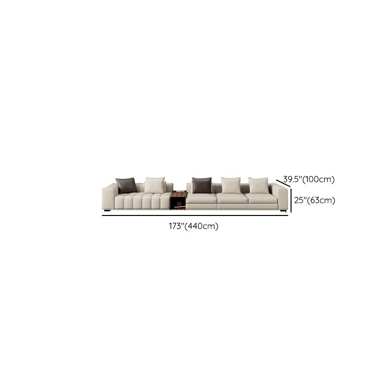 Contemporary Sofa Faux Leather Tufted Off-White Convertible Sofa for Living Room