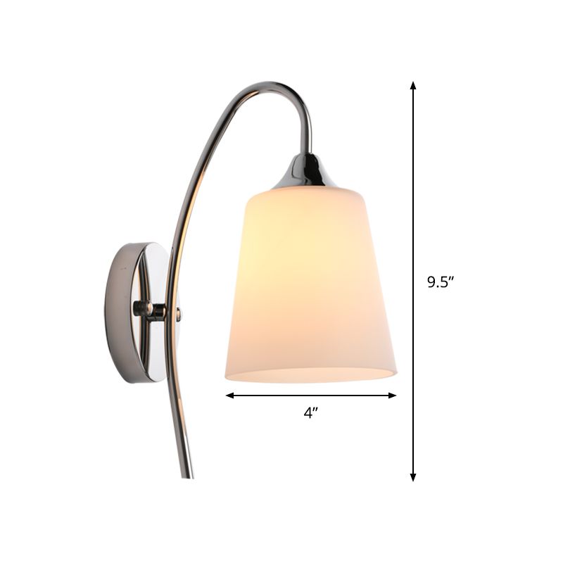 1 Kopf -Trompeten -Wandbeleuchtung Moderne Milchglas Leuchte in Chrom für Treppe