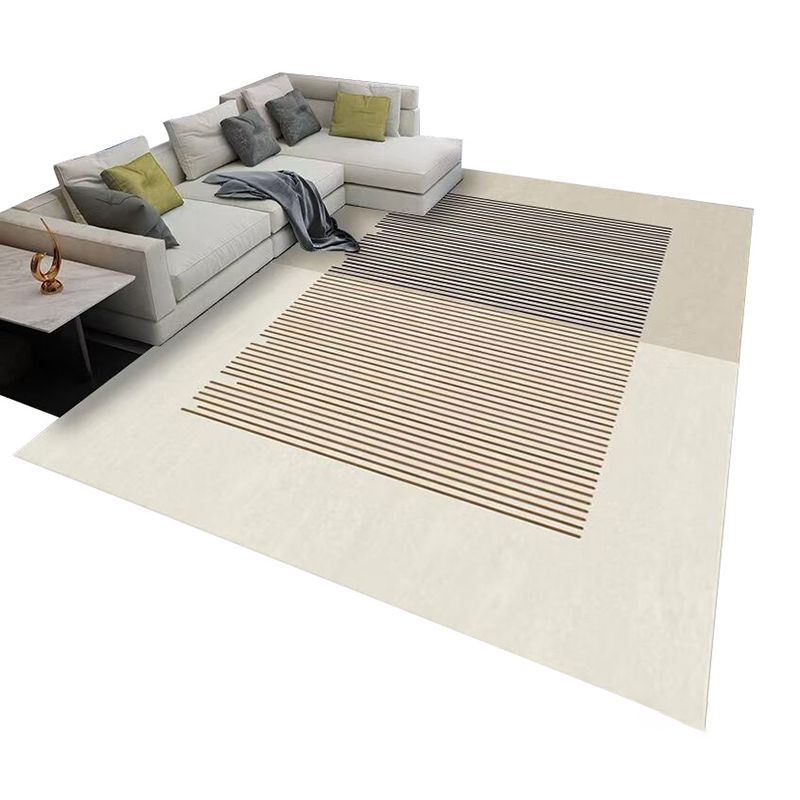 Dark Modern Rug Polyester Striped Rug Washable Rug for Home Decor