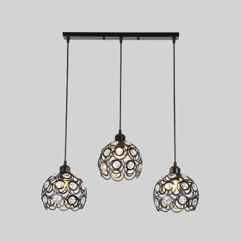 Cristal incrusté orbe suspendu luminaire d'éclairage de style moderne pour salle à manger