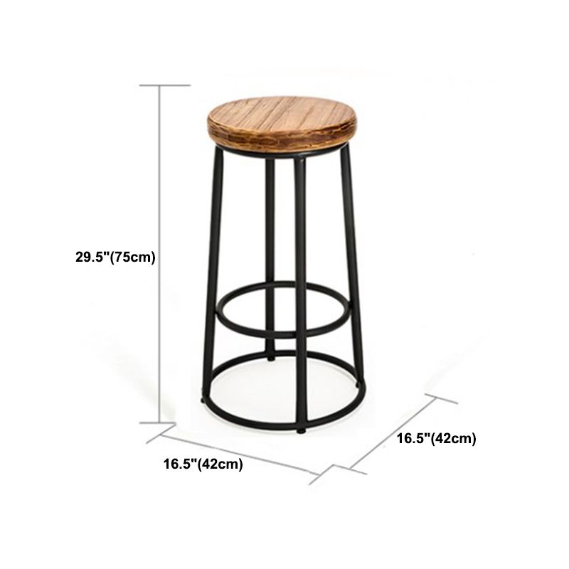 Industrial Solid Wood Bar & Counter Stool Round Cafe Counter Chair in Natural