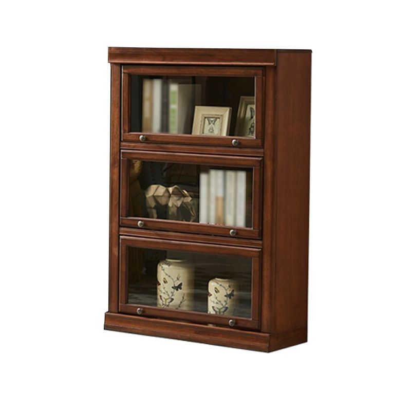 Zeitgenössischer Eichenholz -Standard -Bücherregal braunes Regal mit Glastüren