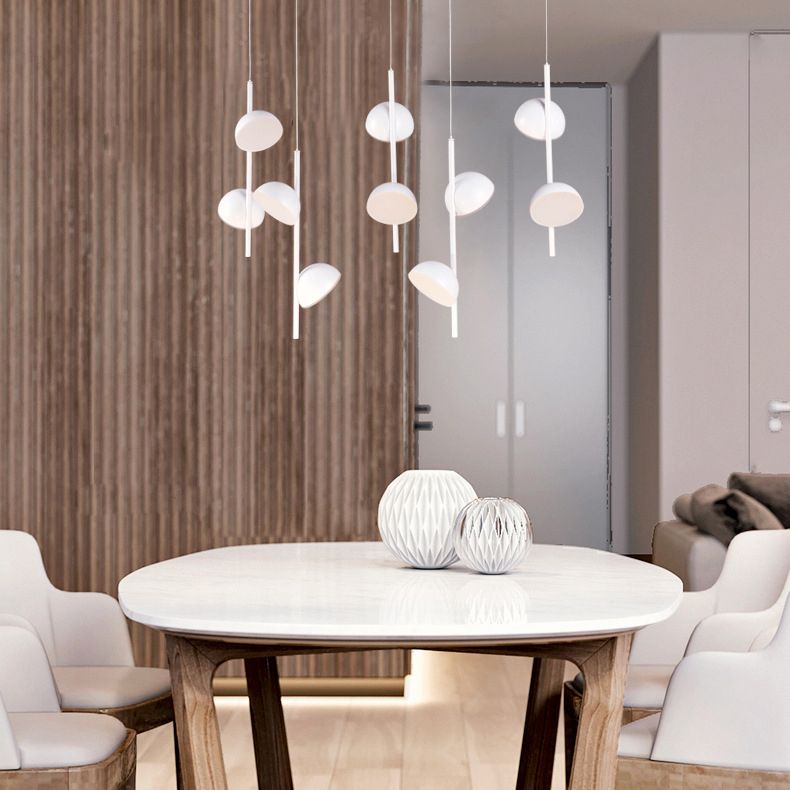 Postmodern Dome Pendse Light Metal 6/10 Luces de techo negro/blanco Luz para comedor con luz cálida/blanca