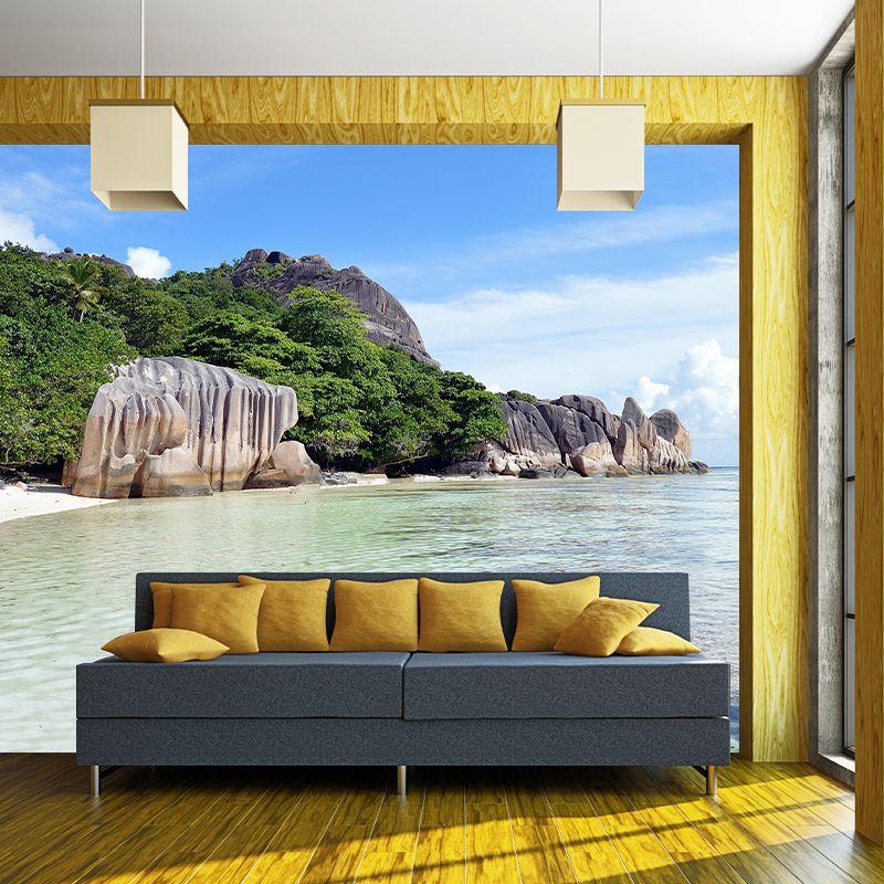 Contemporary Sea Wall Mural Environment Friendly Wallpaper for Sitting Room
