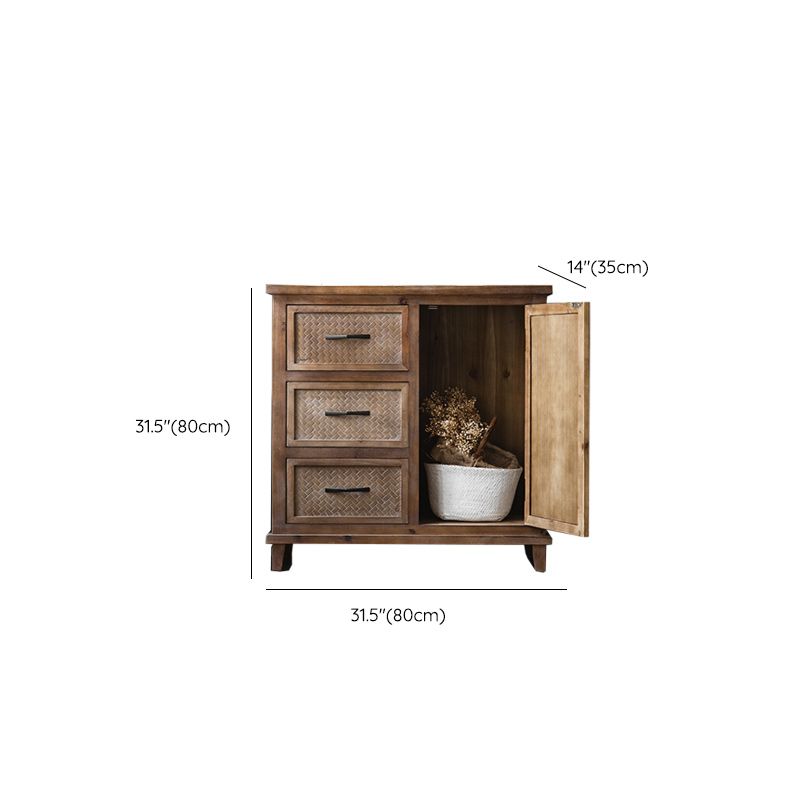 Industrial Solid Wood Side Cabinet Distressed Wood Accent Cabinet