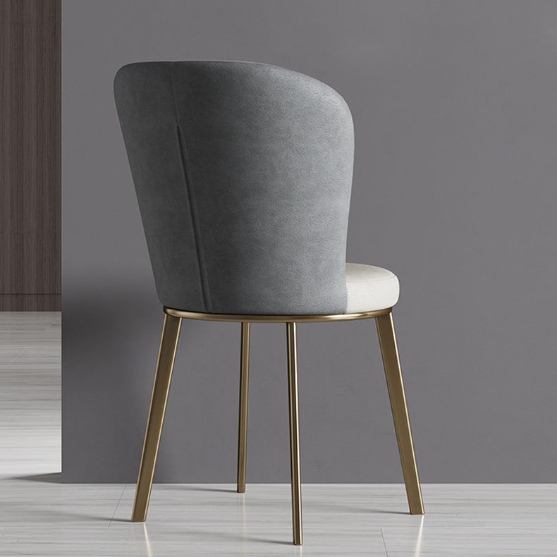 Silla de comedor de cuero Glam, sillas de comedor de metal sin brazos para uso doméstico