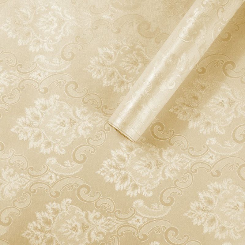 Adhesive Wallpaper Roll Medallion Light-Color Retro Style Plaster Wall Art, Removable
