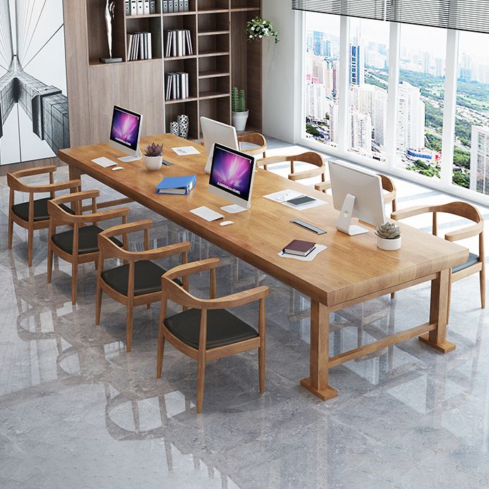 27" Wide Contemporary Writing Desk Solid Wood Natural Office Desk