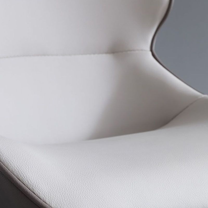 Contemporary Dining Sloped Arm Chair Matte Finish Leather Curved Parsons Chair