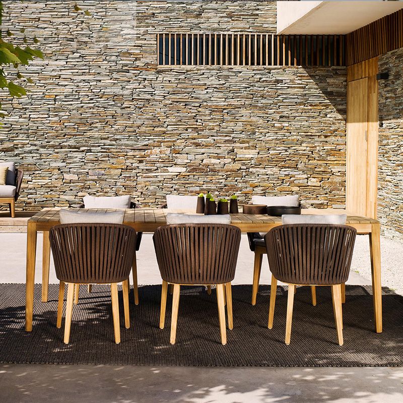 Tropical Brown Teak Upholstered Removable Cushion Outdoor Bistro Chairs