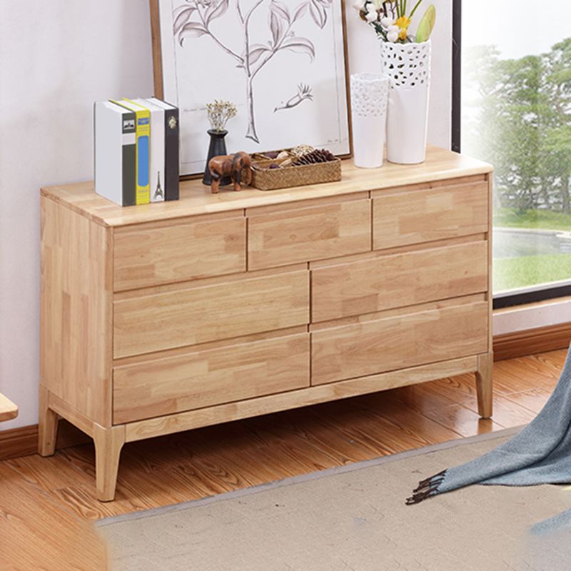 Contemporary Rubber Wood Storage Chest Bedroom Chest with Drawers