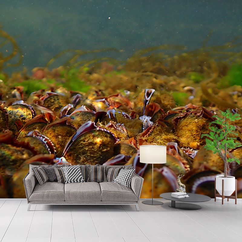 Tropical Underwater Life Mural Wallpaper for Living Room Wall Covering in Soft Color