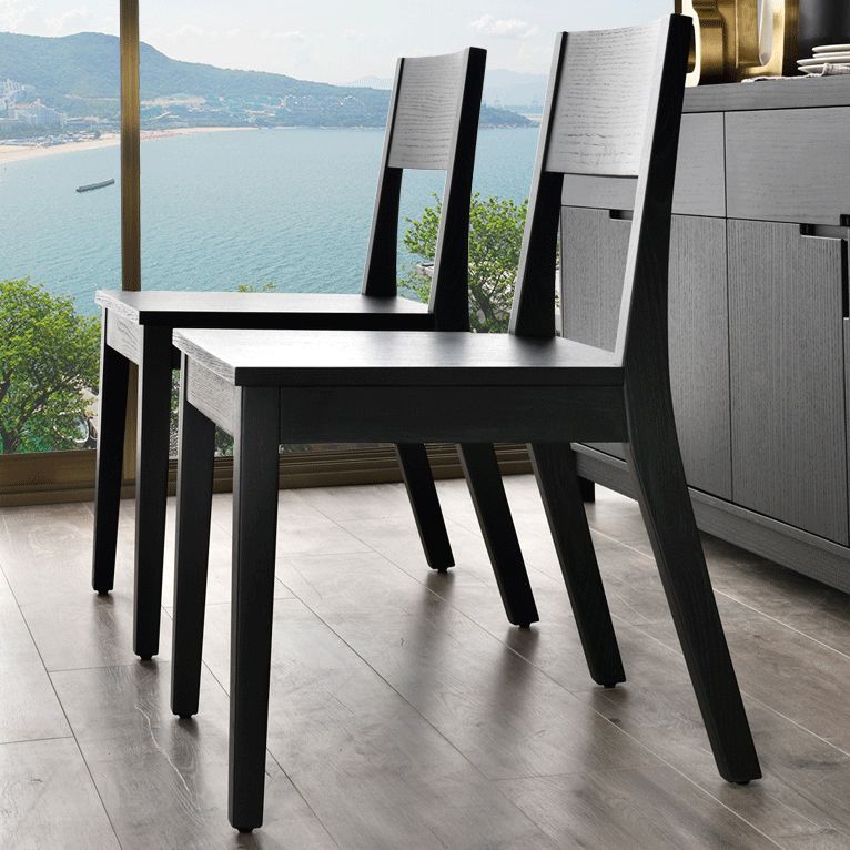 Modern Armless Backrest Wood Chair with Ash Legs for Dining Room