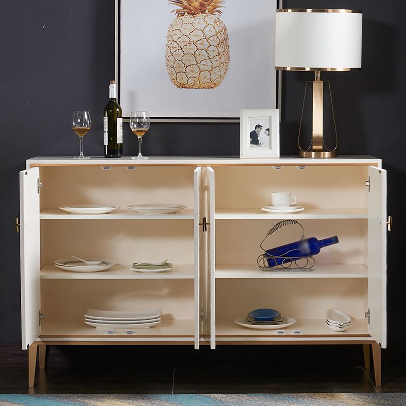 Modern Living Room Buffet Wood and Metal Sideboard Buffet in White