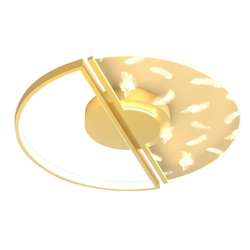 Stagger Geometric Feather LED Ceiling Fixture in Modern Creative Style Wrought Iron Indoor Ceiling Light in Gold