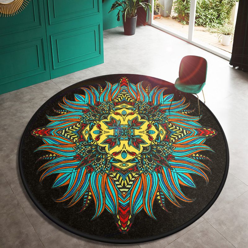 Multi Color Door Rug Moroccan Floral Area Carpet Synthetics Anti-Slip Stain Resistant Pet Friendly Rug