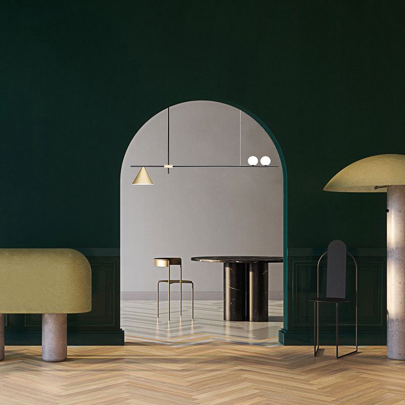 Metal Cone Island Light Contemporary 3 Heads Dining Room Hanging Ceiling Light in Gold/Black