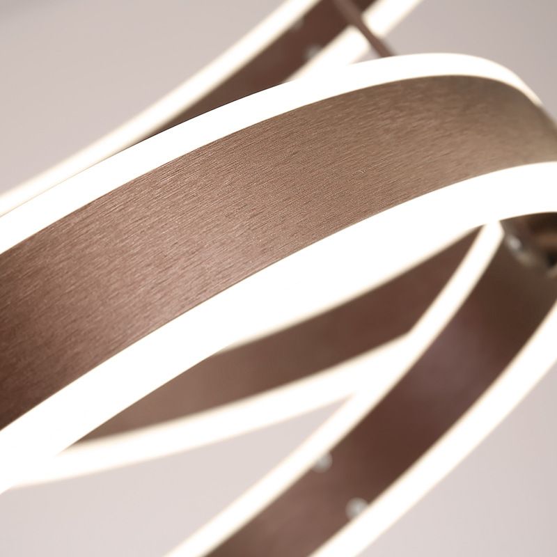 Circle LED Pendant Lighting Minimalistic Acrylic Living Room Chandelier in Coffee