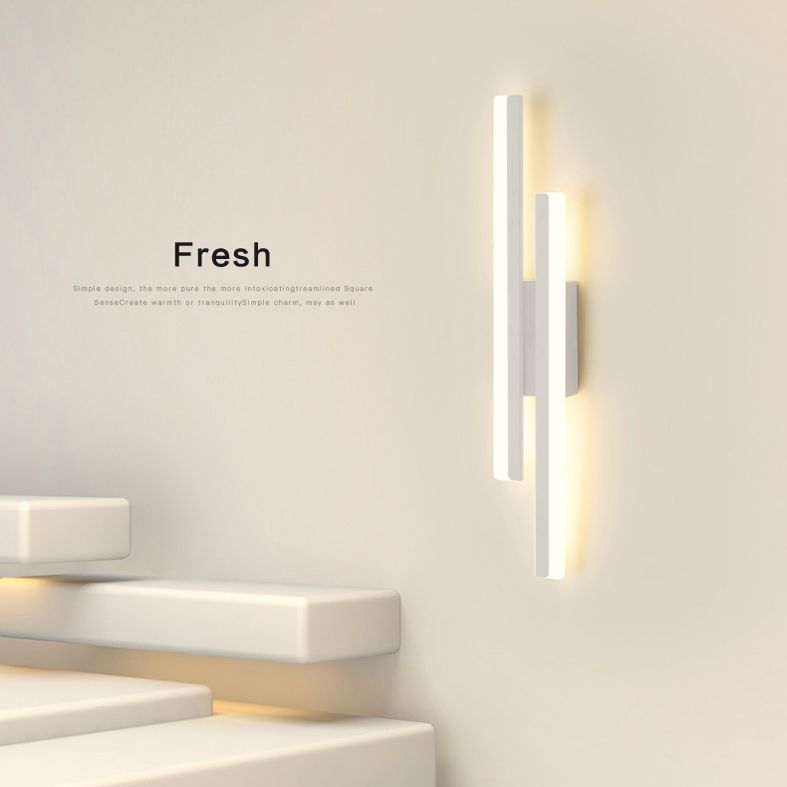 Shaded Bedroom Wall Sconce Lighting Metal LED Minimalism Sconce Light Fixture in White