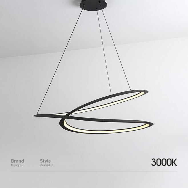 Ultra-modern Twisting Hanging Chandelier Metallic Hanging Lamp with Hanging Cord for Restaurant