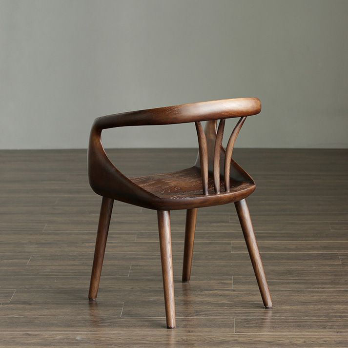 Contemporary Arm Chair Home Solid Wood Dining Chair in Walnut