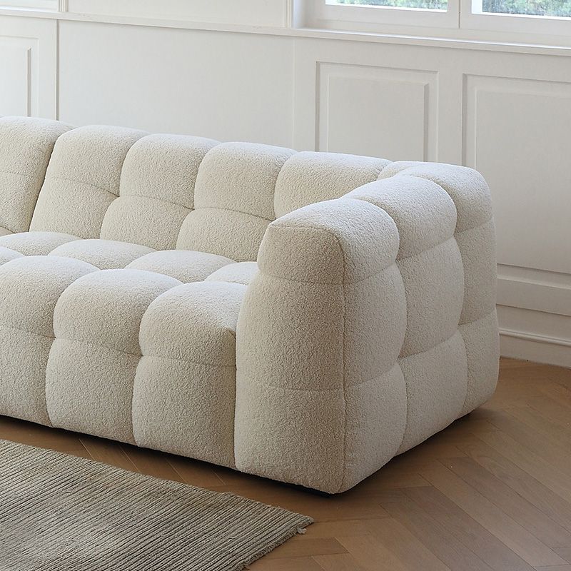 27.55" Tall Tuxedo Arm Sofa Fabric Biscuit Back Sofa in White