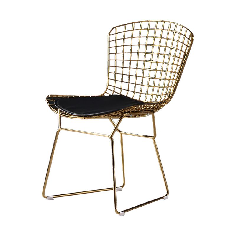 Chaise d'appoint de salle à manger en métal Glam, chaise rembourrée sans accoudoirs à dossier croisé pour salle à manger