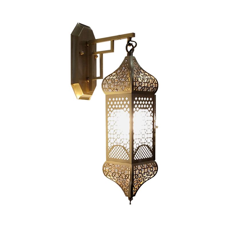 1 Kopf metallische Leuchtenbeleuchtung arabische Messinnen -Laterne -Korridorwandmontage Deckenlampe