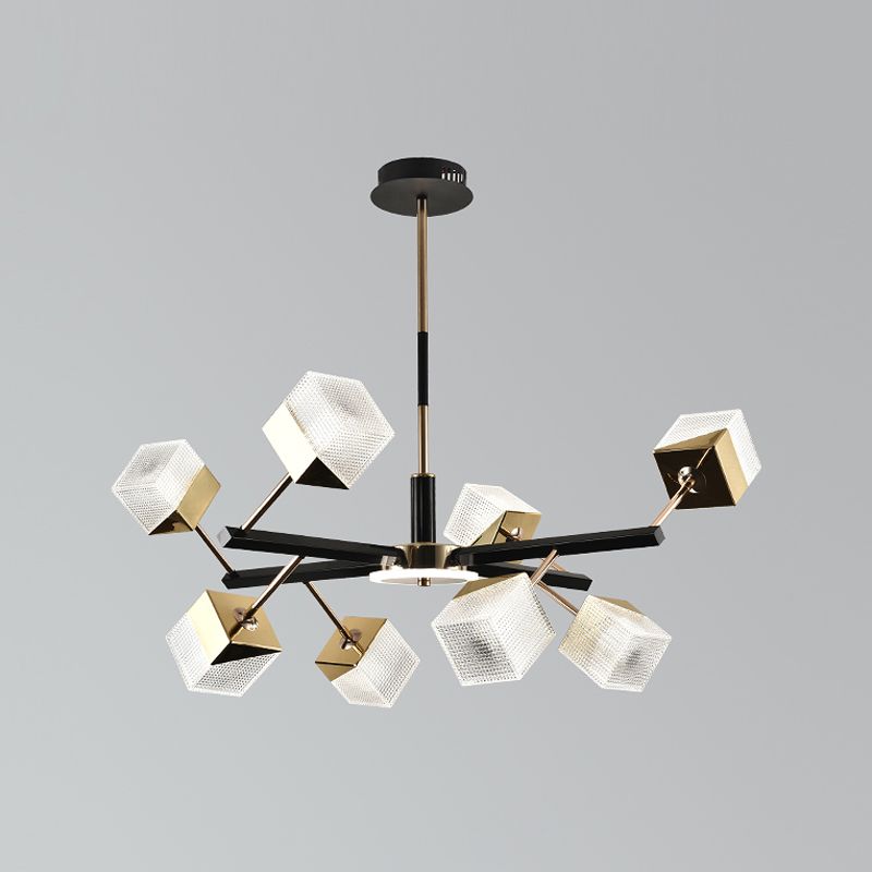Square Chandelier Postmodern Metal LED Suspension Light Fixture