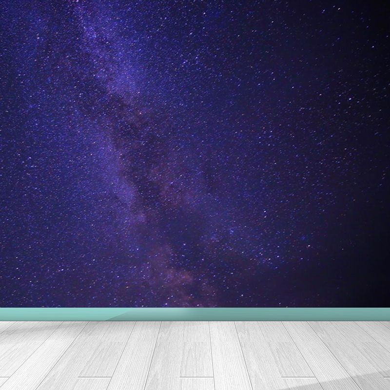 Large Constellations Scene Wall Mural Modern Outer Space Wall Covering in Purple
