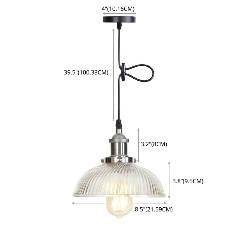 1 lumière suspendue légère à plafond en verre transparent simple pour le restaurant