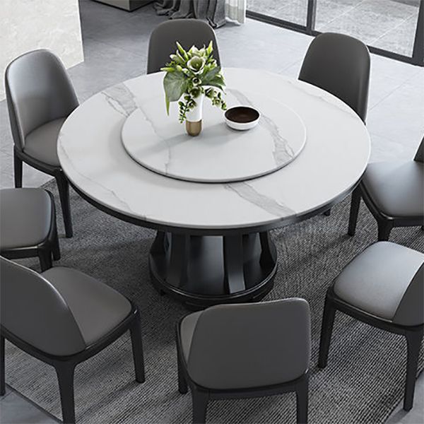 Rubberwood Solid Wood Pedestal Dining Table Convertible Dining Table