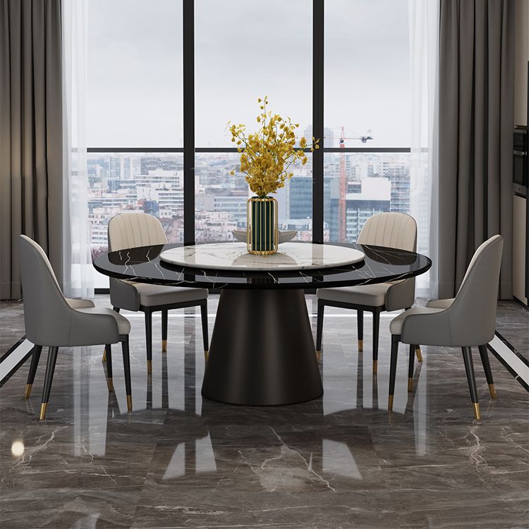 Round Pedestal Dining Site Table Contemporary Dinner Table with Turntable