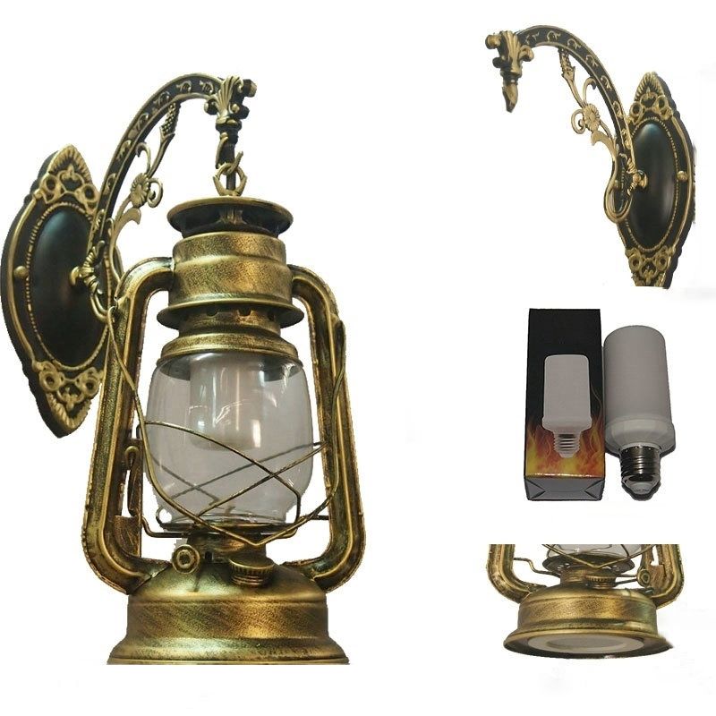 1 Light Wall Mount Lamp Industrial Style Clear Glass Kerosene Metal Wall Lighting Ideas