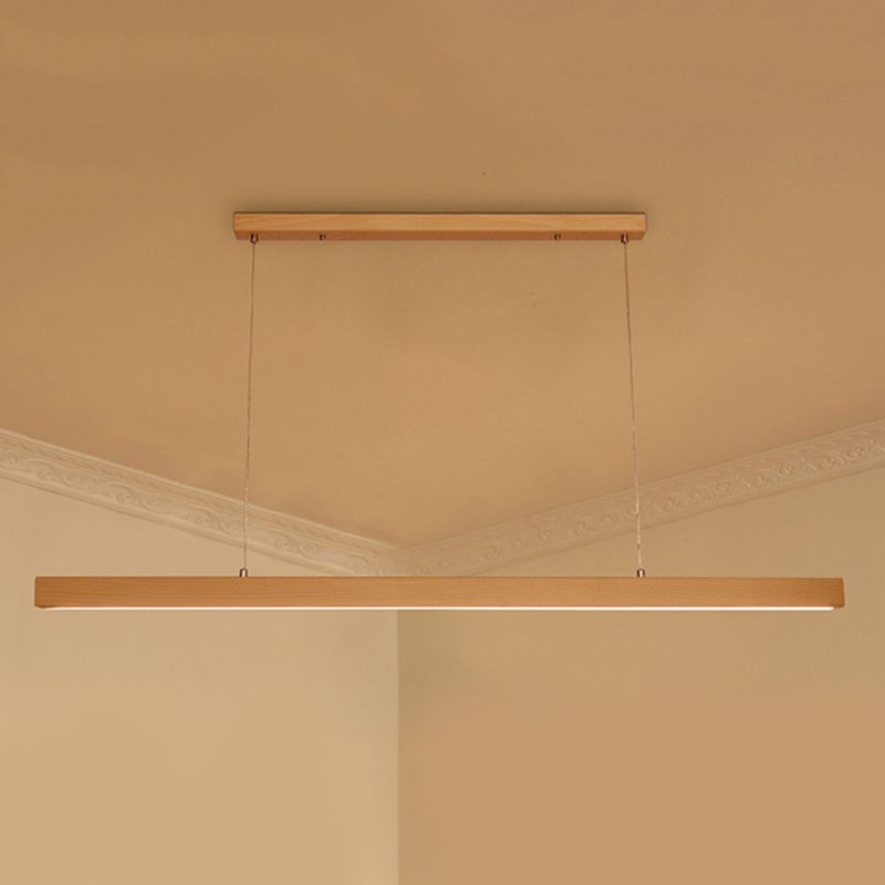 Luci a sospensione a sospensione in legno Lampade appese lineari moderne per sala da pranzo