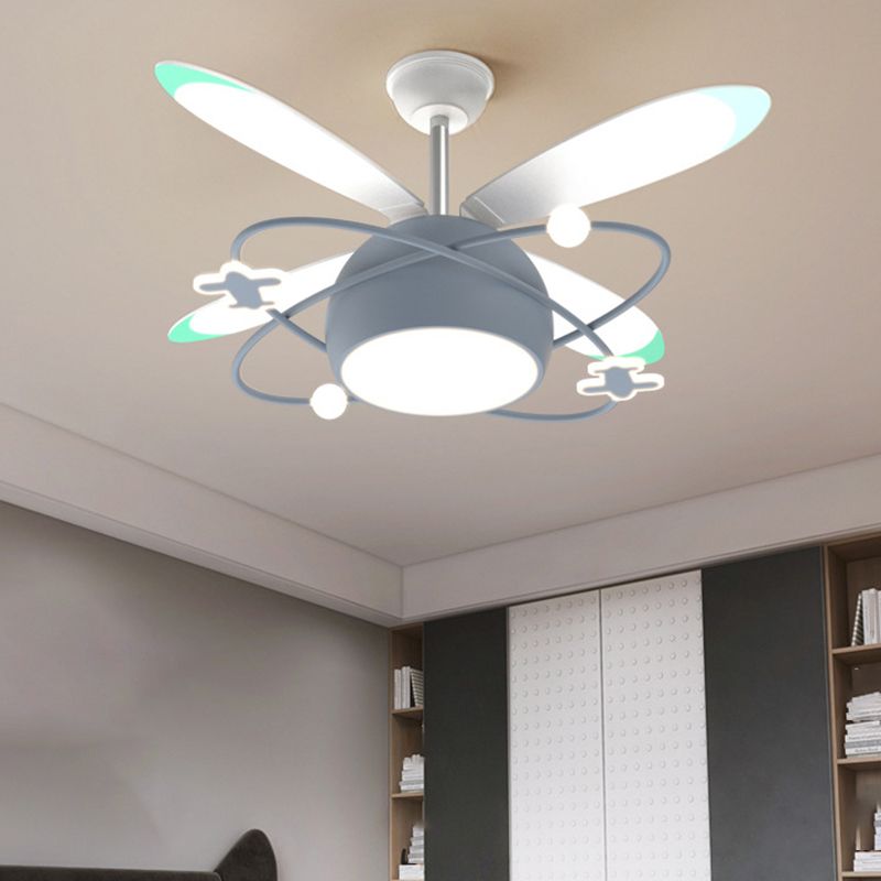 Children Ceiling Fan Light LED Ceiling Mount Lamp with Acrylic Shade for Kid's Room