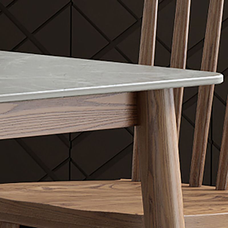 Sintered Stone Rectangle Dining Table Medieval Modern Table with Wooden 4 Legs