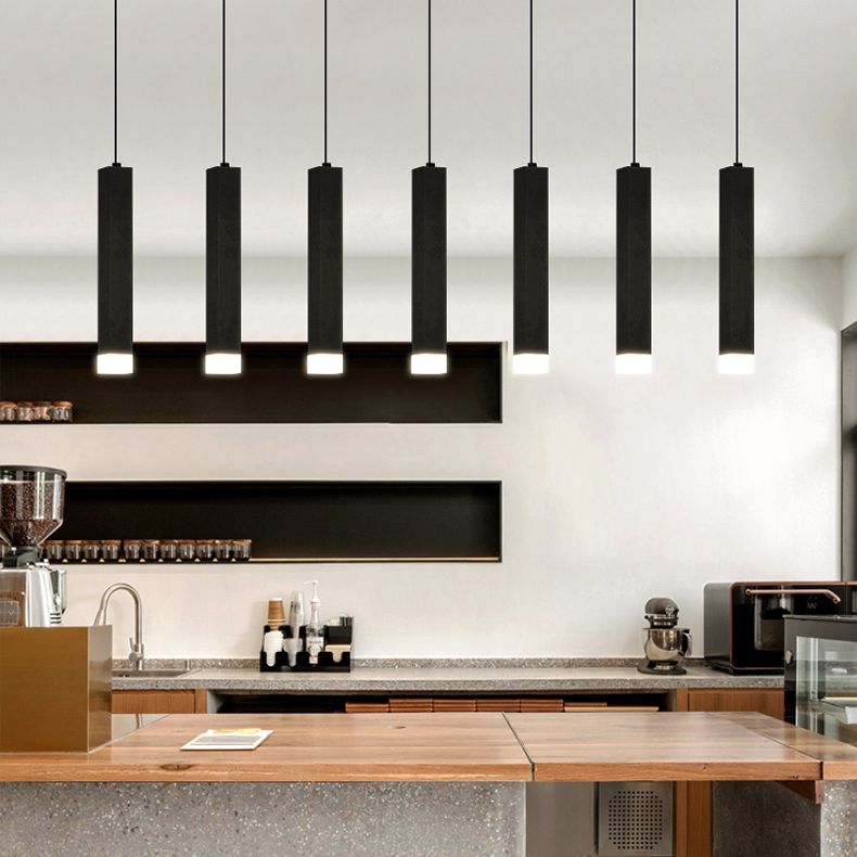 Metall rechteckige Rohranhänger minimalistische LED -LED -Beleuchtung zum Abendessen