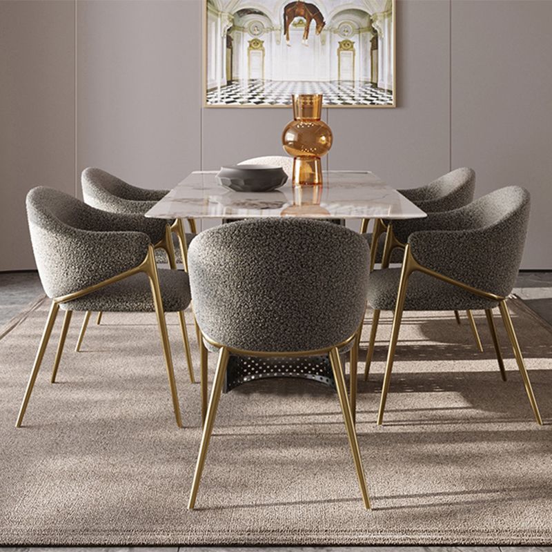 Glam Indoor Upholstered Dining Chair Gold Legs Parsons Arm Chair
