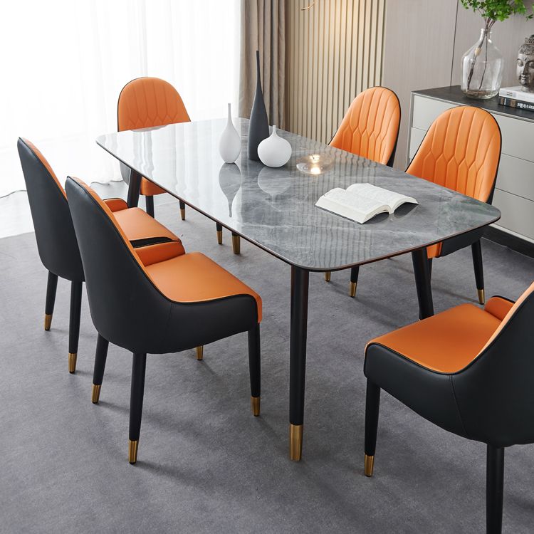 Glam Wood Dining Arm Chairs Faux Leather Dining Chairs for Restaurant Use (Set of 2)