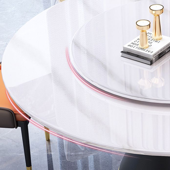 Modern Turntable Dinner Table Stainless Steel Base Stone Dining Table for Home