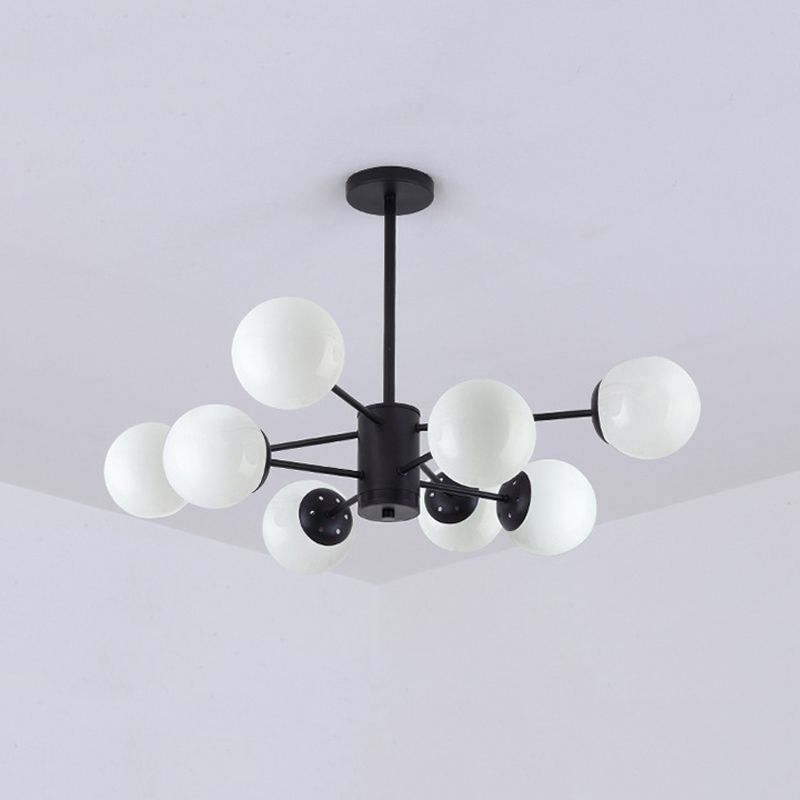 Modern Style Suspension Lamp Globe Shape Glass Metal Chandelier Lighting Fixtures