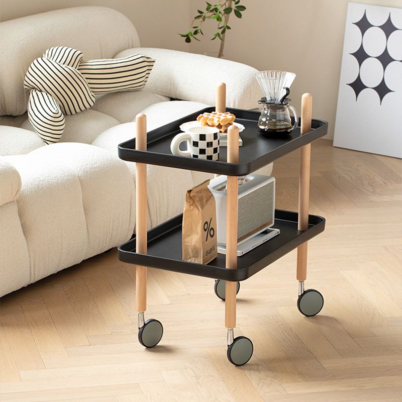 Modern 4 Legs End Table 2-Tier Wooden Accent Side Table for Living Room