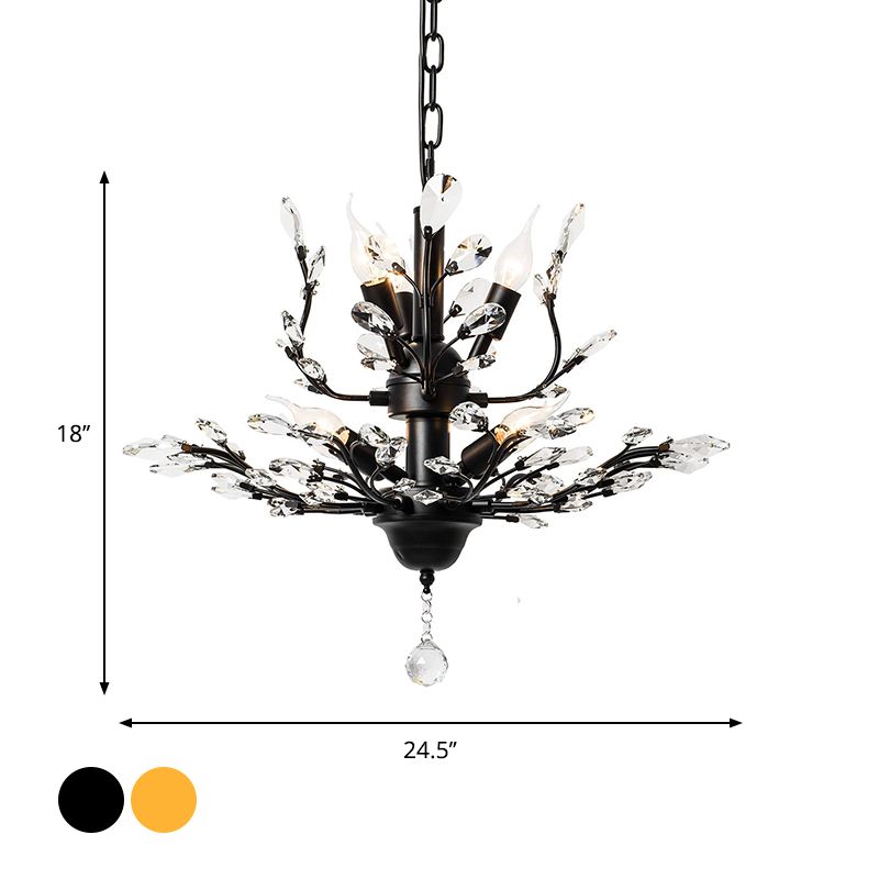 Candilla Bombilla desnuda Candelera de metal lágrima de lágrima de cristal con bola de cristal final