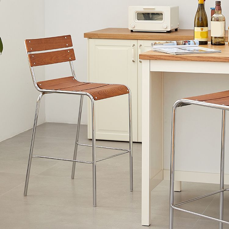 Contemporary Manufactured Wood Low Back Bar Stool with Footrest