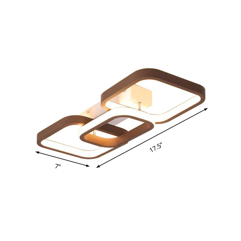 2/3/4 Heads Simple Square Flush Mount Ceiling Lamp Brown Hallway Ceiling Flush Mount in Warm/White