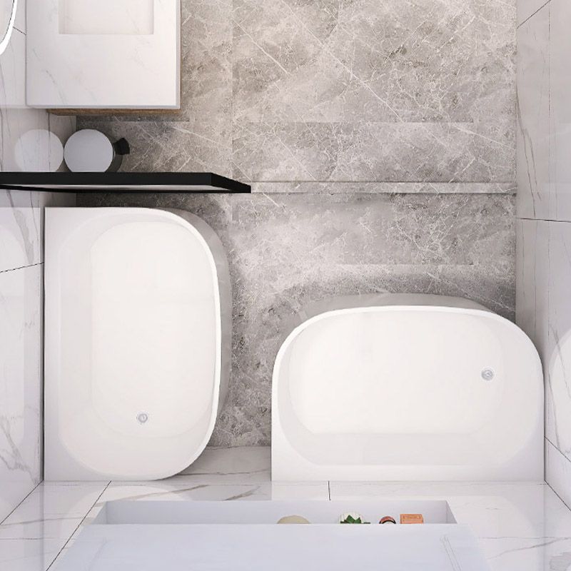 Modern Corner White Acrylic Bathtub Back to Wall with Drain Bath Tub