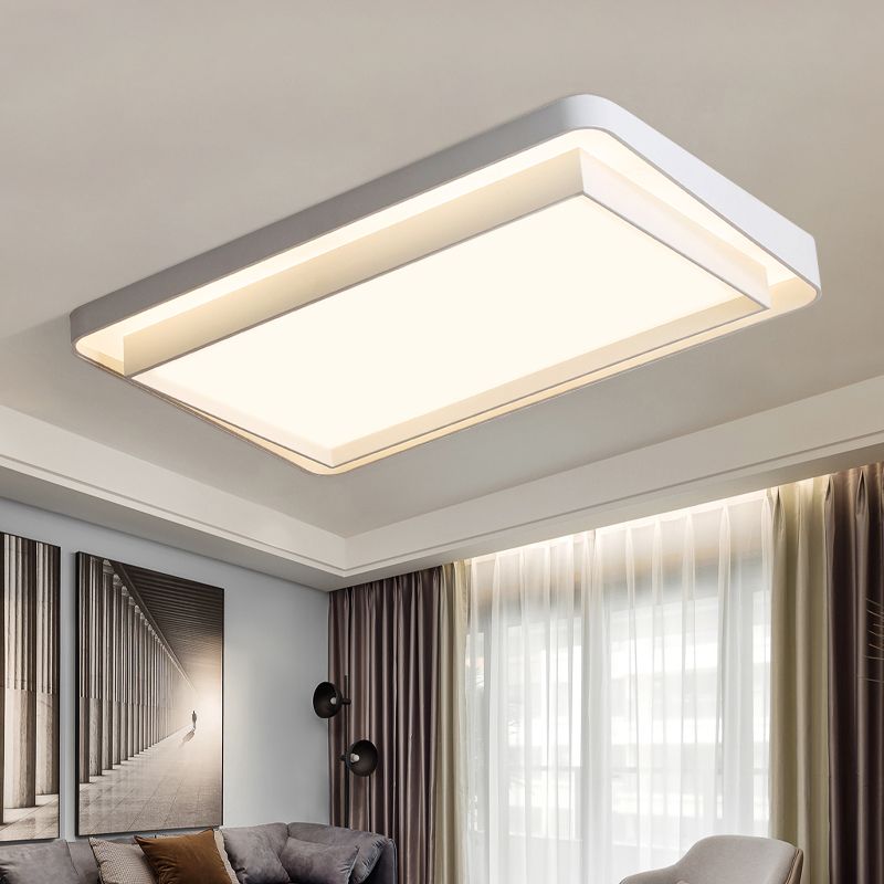 Contemporary LED Ceiling Lamp White Flush Mount Light Fixture with Acrylic Shade