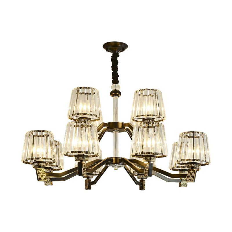 Kegelanhängerlampe Retro Schwarzer Kristall Prisma Kronleuchter Leuchte für Wohnzimmer