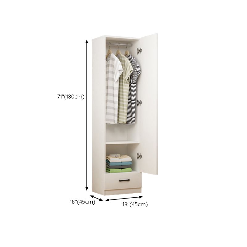 Manufactured Wood Kids Closet Contemporary White Armoire Cabinet with Garment Rod